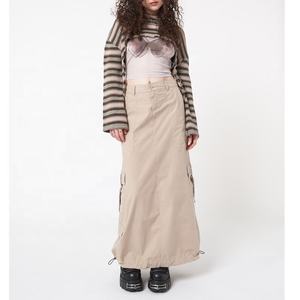 <span class=keywords><strong>Jupe</strong></span> cargo longue maxi ample noire en <span class=keywords><strong>parachute</strong></span> légère pour femmes sur mesure - Product Image 6