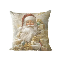 Ensemble de housses de coussin en lin personnalisées pour Noël vintage, Père Noël, rennes, sapin de Noël, bonhomme de neige, anti-acariens, décoration de Noël