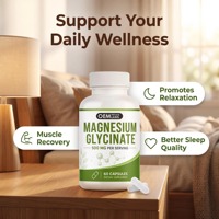 Capsules de glycinate de magnésium à marque privée, supplément de magnésium à absorption élevée avec vitamine C pour le sommeil et le bien-être corporel des adultes