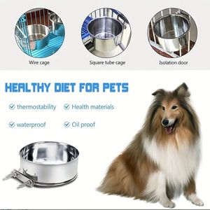 Birdstory Set di Ciotole per Animali Domestici in Acciaio Inox Ecologico, Fissaggio a Sospensione, Ciotola Completa per Bere, Uso Interno per Cani - Product Image 4