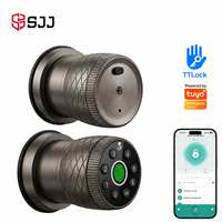 Cerradura Inteligente de Aluminio SJJ con Huella Dactilar, Botón de Silicona, Teclado, Tarjeta IC RFID, Código sin Llave, para Puertas de Madera, Hoteles y Oficinas, Compatible con App Tuya y Nube