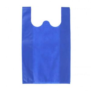 Sac en tissu non tissé personnalisé bleu pour supermarché, type gilet, pour courses - Product Image 1