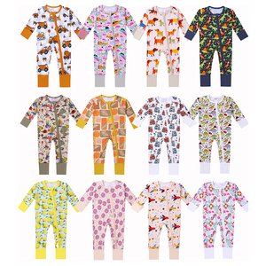 Mameluco Pijama de Fibra de Bambú para Recién Nacido OEM con Cremallera y Estampado Personalizado Unisex de Manga Larga para Bebé - Product Image 6