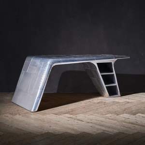 Bureau d'ordinateur industriel rétro de style secrétaire ancien, table d'écriture en aluminium, bureau d'aviateur, table de travail pour <span class=keywords><strong>chambre</strong></span> à <span class=keywords><strong>coucher</strong></span>, coiffeuse - Product Image 3