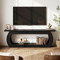 Meuble TV en bois style farmhouse, directement de l'usine, avec rangement à plusieurs niveaux, longue console TV pour salon et chambre.