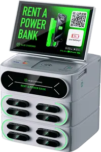 Quiosque empilhável integrado para carregamento de celular, máquina de venda automática com 8 compartimentos, quiosque de aluguel de banco de energia com pos