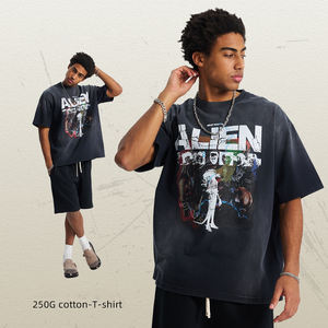 Hot High Quality Unisex 250g Heavyweight Sun Faded Vintage Pattern Printing Men's T Shirt - Product Image 1