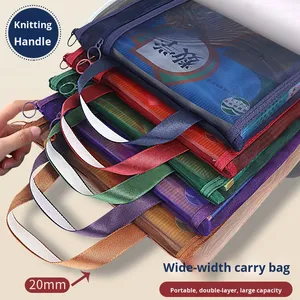 Mở Lớn L-Hình Da Tập Tin Túi Cho Học Sinh Trung Học Kiểm Tra Giấy Lưu Trữ Tổ Chức Công Cụ - Product Image 3