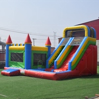 Château Gonflable PVC avec Toboggan, Aire de Jeux Combinée pour Enfants