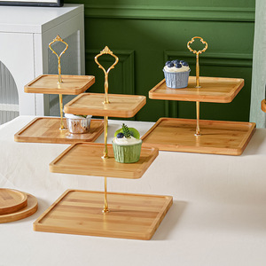 Cubierta Creativa Transparente a Prueba <span class=keywords><strong>de</strong></span> Polvo para Pastel, Soporte <span class=keywords><strong>de</strong></span> Bandeja <span class=keywords><strong>de</strong></span> Madera <span class=keywords><strong>de</strong></span> Bambú, Mesa Alta para Postres y Bandeja <span class=keywords><strong>de</strong></span> Madera - Product Image 2