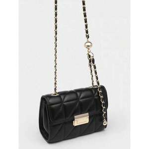 Borsa a tracolla a catena firmata da donna piccola quadrata a reticolo alla moda in pelle fodera in PVC a prova di acqua con chiusura a Zip lettera singola - Product Image 1