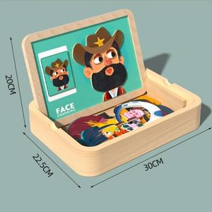 Tabletop Toy 2-In-1 Magnetic Jigsaw <b>Puzzle</b> <b>Boxes</b> Girls Boys Costumes Princess Pirate Crazy Face Dress up Game - Product Image 6