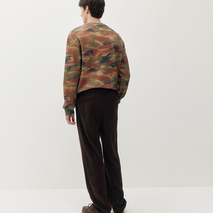 <b>Men</b> Vintage Camo Waffle Knit Long Sleeve T Shirt Crew Neck Camouflage <b>Thermal</b> <b>Top</b> Trendy Streetwear Casual Loose Fit Shtrt - Product Image 3