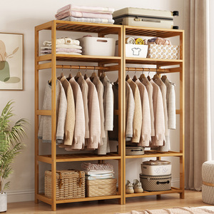 Simple floor-standing <b>clothes</b> <b>rack</b> for home use, a versatile bamboo storage <b>rack</b> for dressing rooms. - Product Image 3