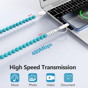 3.3FT bền màu xanh màu xanh lá cây màu ngọc lam hạt sạc đính cườm USB C loại cho xe hơi và máy tính - Product Image 3