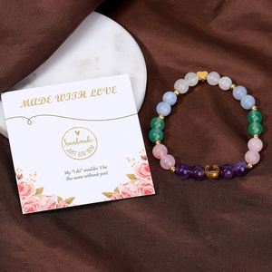 Bracelet en pierre naturelle avec perles de verre colorées, protection EMF, compatible FBA, carte de conseils d'entretien - Product Image 5