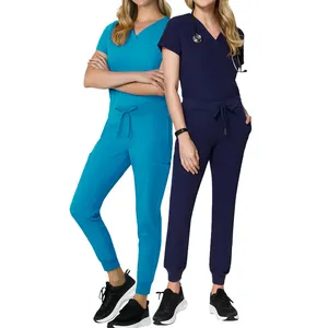 Fit Scrubs Stretchy Nurse Scrub Jogger Sets Fashion Scrubs Slim Best Price Wine Color Uniform for Hospital for Women Breathable