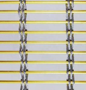 Grillage <span class=keywords><strong>métallique</strong></span> architectural tressé bicolore en fil d'acier inoxydable de qualité supérieure et barres dorées, certifié, pour écran décoratif pliable - Product Image 2