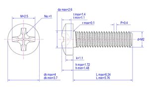 LeGood DIN 7985 Vis à tête cylindrique surélevée en acier inoxydable 304 à empreinte cruciforme Type H M2.0 X6mm Système de mesure métrique - Product Image 5