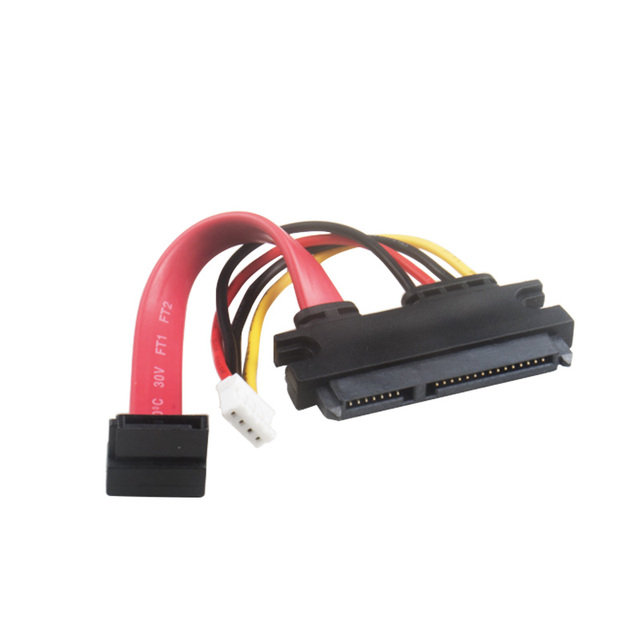 SATA 7+15 Pin 90 Degree to SATA 7 Pin Cable and 4 Pin 2.0mm Power Cable SATA 22PIN Data Power Cable