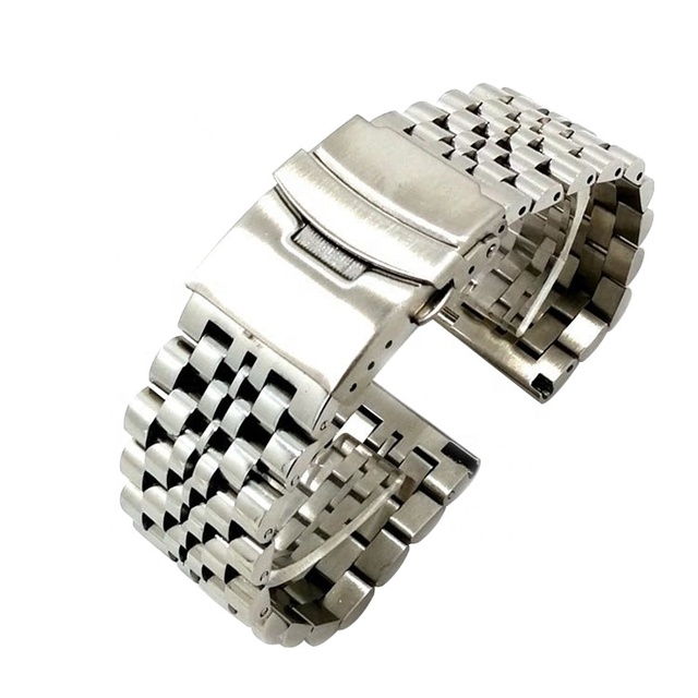High-quality 7-row Link Custom Replacement Polished Silver PVD Black 316L 304stainless Steel Watch Band Strap 20 22mm