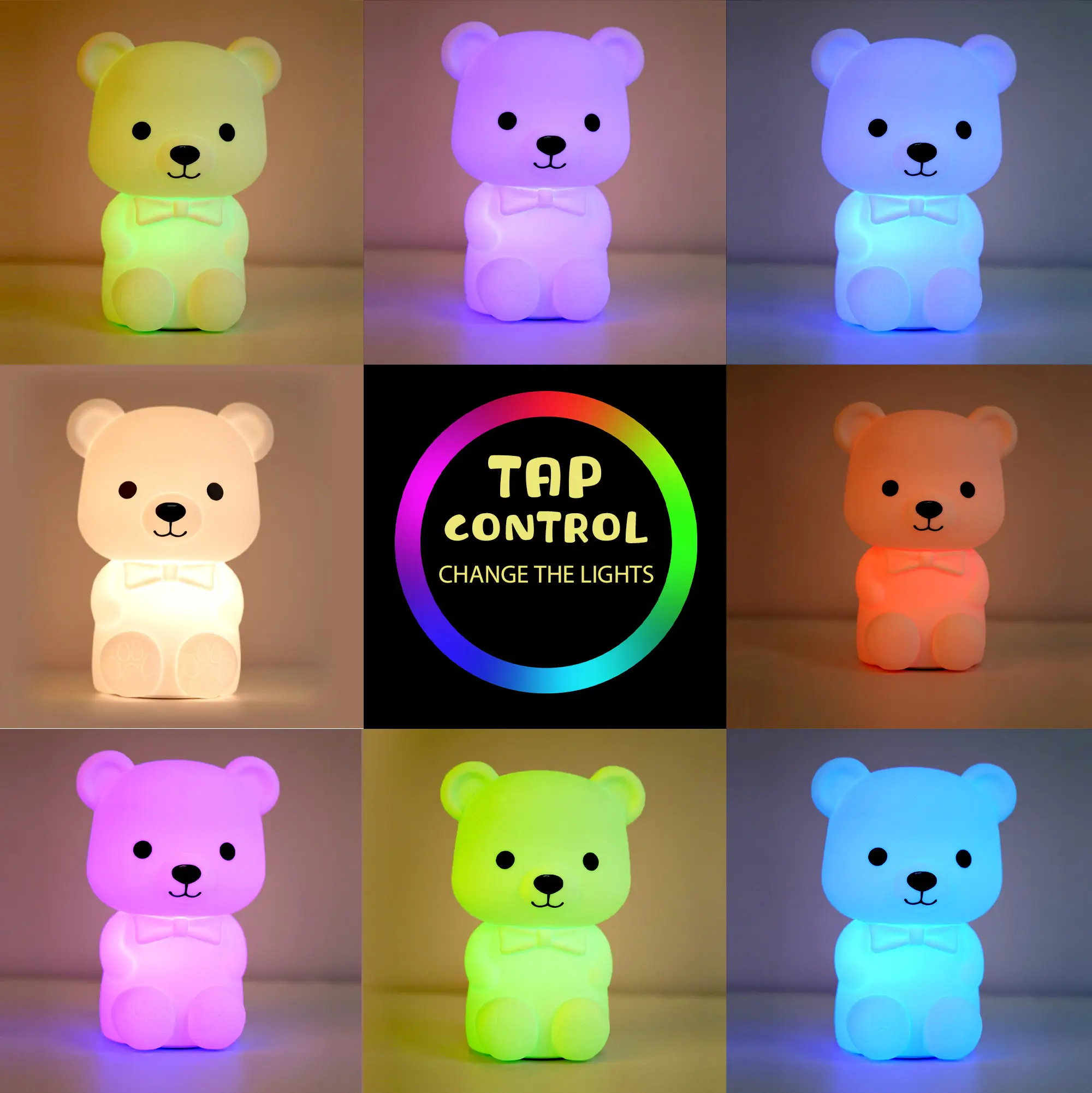 Custom Creatief Cadeau Draagbaar Dier Speelgoed Usb Touch Sensor Led Pat Night Light Zachte Siliconen Lamp