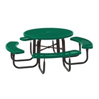 Table de pique-nique avec banc et parasol, structure entièrement en acier, ensemble de salle à manger extérieure publique, mobilier de jardin commercial pour parc