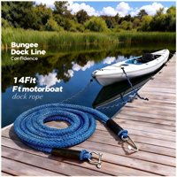 BSD0008 Jiubie Nouvelle Corde d'Amarrage en Acier Inoxydable de 2,1 m pour Bateaux, Jet-skis, Yachts, Kayaks, Ancre Élastique avec Crochet