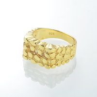 Gioielli alla Moda, Anelli Hip Hop Placcati in Oro 14K di Alta Qualità in Argento Sterling 925 con Effetto Ghiacciato per Uomo