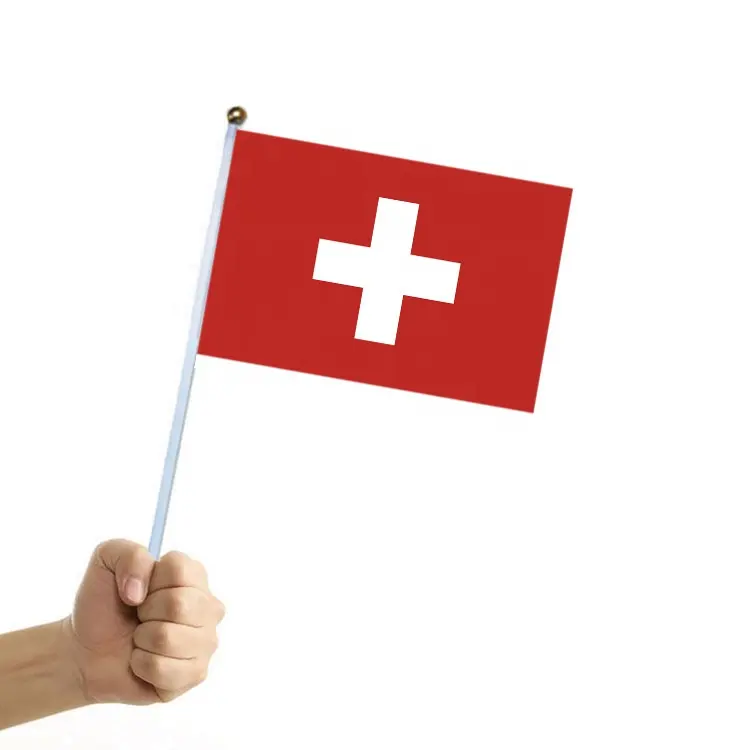 14*21cm Switzerland Mini Flag Hand Held Small Swiss Flags on Stick 100pcs/bag promotional flags