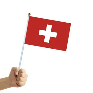14 * 21厘米瑞士迷你国旗手提小瑞士国旗棒100支/包促销旗帜