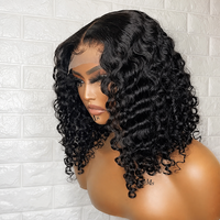 Perruque Bob 2x6 HD Lace Closure Cheveux Humains Bruts Bouclés Birmans Sans Colle Pré-Pluckée Densité 250% pour Femmes Noires