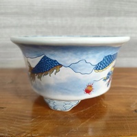 Pot de bonsaï assombri à la main avec pot de dragon rond de dragon