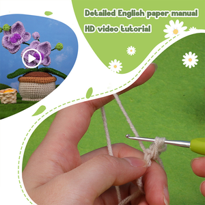 Kit de crochet DIY pour mini orchidée papillon en pot, kit de fleurs au crochet avec fil et motif, pot inclus, pour débutant, décoration artisanale pour la maison - Product Image 3