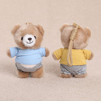Porte-clés ours mignon et dodu en peluche, breloque de sac en animal en peluche doux, mini pendentif ours en peluche pour la décoration de sac à dos et de sac à main