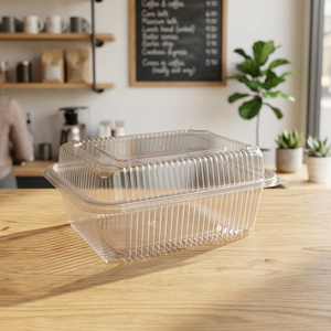 Boîte à charnière en PET transparente, capacité 2000 ml / 67 oz, gamme de boîtes à charnière en PET - Vente en gros de boîtes à charnière en PET pour boulangerie - Product Image 4