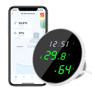 Светодиодный гигрометр для умного дома Tuya, Wi-Fi термометр с зеркальным экраном, датчик влажности и температуры для Smart Life, Alexa, Google home