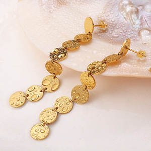 ต่างหูทรงรีทรงเรขาคณิต 18K ทองชุบไทเทเนียมเหล็กพู่ยาวเครื่องประดับแฟชั่นปาร์ตี้ EH884 - Product Image 1