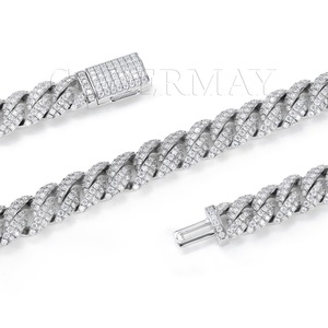 Moissanite Cuban Chain Bracelet S925 Sterling Silver 6mm 10mm Men's Hip Hop Jewelry Everyday Wear Micro Insert Full Set - Product Image 1