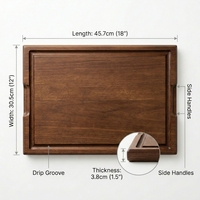 Planche à découper en bois de noyer massif avec rainure de récupération des liquides, 18x12x1,5 pouces, planche à découper extra épaisse pour viande avec poignées