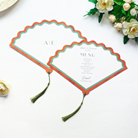 Tarjeta de Menú Personalizada Gruesa con Impresión a Doble Cara y Borla Verde para Bodas, Cumpleaños, Galas, Eventos de Bebidas, Tarjeta de Programación