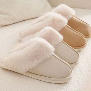 รองเท้าแตะแฟชั่นขายดีสำหรับผู้หญิง รองเท้าใส่ในบ้านแบบนุ่ม อุ่นสบาย สำหรับคู่รัก รองเท้าแตะขนเฟอร์เทียม รองเท้าแตะผ้ากำมะหยี่สำหรับผู้หญิง - Product Image 5