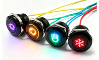 12 interrupteurs à bouton-poussoir métalliques 12V avec LED, symboles de voiture, à maintien momentané, ronds, étanches, pour tableau de bord de voiture et bateau