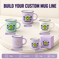 Ensemble de tasses à café en céramique au design moderne personnalisable avec bordure, souvenir, tasse à lait en porcelaine pour le camping, réutilisable, sans danger pour les aliments