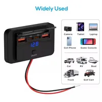 Panel Charger Mobil USB 4 Port QC30 PD Pengisian Cepat 12V 24V dengan Saklar Voltmeter untuk RV, Kapal, Motor