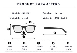 Chất lượng cao OEM thiết kế sang trọng lấy cảm hứng từ unisex mùa hè UV400 bảo vệ lớn vuông kim loại khung Kính mát cho nam giới phụ nữ - Product Image 3