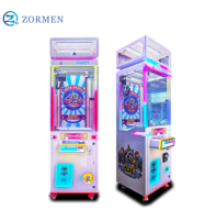 ZormenSingle Mini Machine d'Arcade Verticale à Griffe, Attrape-Jouets à Monnayeur, Thème Raton Laveur Mignon pour Fêtes, Éclairage RGB, avec Système de Paiement Multiple