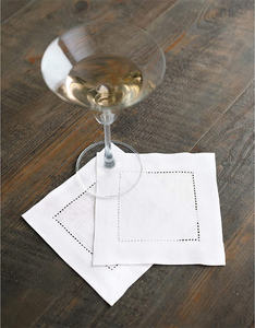 Mẫu miễn phí Bán buôn giá rẻ kích thước đầy đủ Trắng 55% linen 45% Cotton Cocktail Khăn ăn hemstitched vải Coaster cho khách sạn wed - Product Image 5