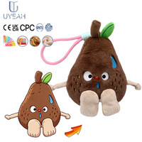 Jouet en peluche personnalisé en forme de poire marron UYEAH OEM, poupée en peluche mignonne, design personnalisé, jouets en forme de fruits de dessin animé, porte-clés, cadeaux