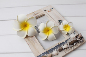 A-614 4-11Cm Nhân Tạo EVA Trắng Vàng Plumeria Rubra Bọt Hoa Hawaii Cho Wedding Party Trang Trí - Product Image 4